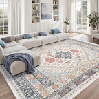 zesthome 10x12 Area Rugs for Living Room,Non-Slip Backing Washable Rugs,Vintage Large Area Rug，Stain Resistant Home Decor Rug (Multi,10'x12')