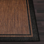 CAMILSON Indoor Outdoor Rug, 8x10 Bordered Nut Brown Black Modern Area Rugs for Indoor and Outdoor Patios, Kitchen and Hallway Mats, Washable Porch Deck Outside Carpet (Bordered Nut Brown, 8 x 10)