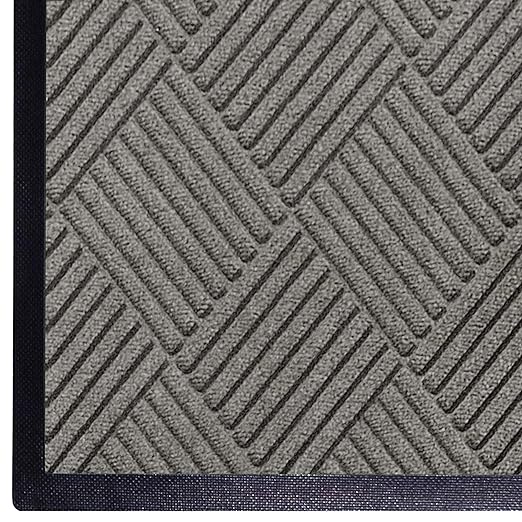 WaterHog Diamond | Commercial-Grade Entrance Mat with Rubber Border – Indoor/Outdoor, Quick Drying, Stain Resistant Door Mat (Medium Grey, 3' x 5')