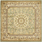 Unique Loom Versailles Collection Traditional Classic Medallion Floral Motif Area Rug (4' 0 x 4' 0 Square, Green/ Ivory)