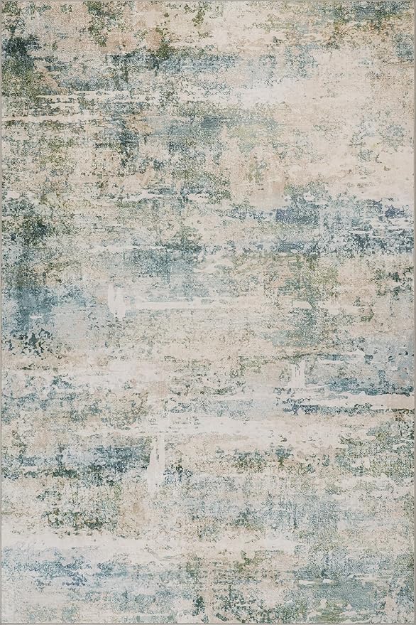 Dash & Albert Blaire Mineral Machine Washable Rug, 5 X 8 Feet, Multicolored/Blue Graphic Pattern