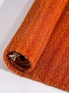 Rugsotic Carpets Hand Woven Flat Weave Kilim Wool ECO-Friendly Area Rugs - 9'x12', Rectangle Shape, Dark Orange Color, Solid Plain Design, Low Pile Handmade Rugs for Living Room (D00111)
