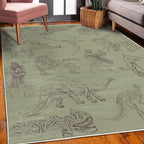 Ambesonne Jurassic Decorative Rug, Arrangement of Various Dinosaurs Illustrations Skeleton Biology Historic, Quality Carpet for Bedroom Dorm and Living Room, 5' 1" X 7' 5", Slate Brown