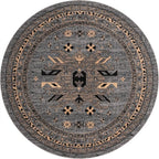 Unique Loom Taftan Collection Border Geometric Tribal Inspired Design Area Rug (8' 0 x 8' 0 Round, Gray/ Black)