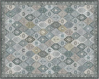 Phantoscope Washable Area Rug 8'x10' Non-Slip, Vintage Boho Rugs for Living Room, Bedroom, Dining Room, Distressed Moroccan Mosaic Diamond Pattern, Low-Pile Foldable Floor Carpet, Grey Charcoal