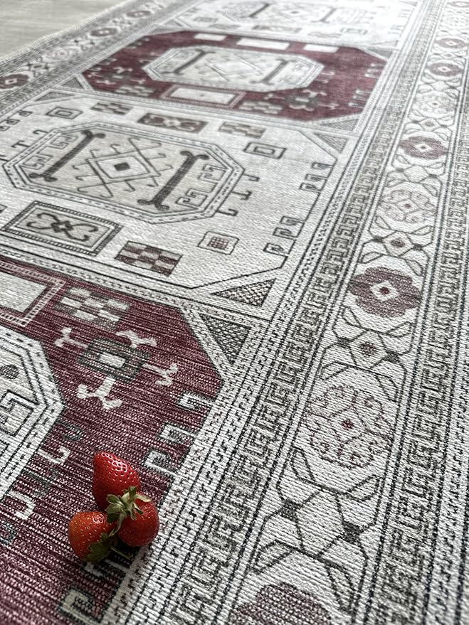 Fame Living Faded Oushak Rug, Turkish Vintage Floral Pastel Large Oversized Area Rugs for Living Room Dining Bedroom Kitchen Bathroom Nursery (848CrRd, 2'5" x 4'9")