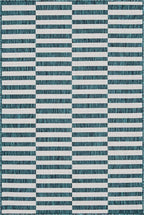 Unique Loom Outdoor Striped Collection Area Rug - Striped (4' 1" x 6' 1" Rectangle, Teal/Ivory)