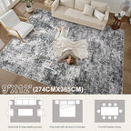 Area Rug Living Room Rugs - 9x12 Large Soft Indoor Neutral Modern Abstract Low Pile Washable Rug Carpet for Bedroom Dining Room Farmhouse Home Office - Grey