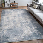 Bavni 5x7 Rug, Abstract Machine Washable Rug Non-Slip, Soft Modern Lightweight Area Rug, Stain Resistant Rugs for Living Room, Bedroom, Dining Room, Abstract Blue