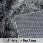 5x7 Area Rugs for Living Room Bedroom, Soft Fluffy Shaggy Bedside Rug, Indoor Floor Carpet for Kids Playroom, Dorms, Nursery Rooms, Home Decor (Tie-Dyed Dark Grey 5'x7')
