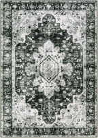 Moynesa Ultra-Thin Washable Vintage 5x7 Area Rugs - Large Boho Living Room Rug Non-Slip Non-Shedding Stain Resistant Indoor Floor Carpet for Bedroom Dining Room Entryway, Black/White