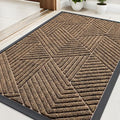 Kitinjoy Front Door Mat Outside Entrance, Sturdy Natural Dirt Trapper, Heavy Duty Rubber Doormat, Low Profile Non-Slip Backing, Easy Clean Floor Mat for Indoor Outdoor Entry, 29.5X17 Inch, Brown