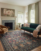 Loloi Rifle Paper Co. Rosa Collection RSA-01 Black 2'-6" x 7'-6" Runner Rug