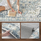 zesthome 10x14 Area Rugs-Washable Rug for Living Room, Non-Slip Backing Rugs, Stain Resistant 10x14 Rug for Bedroom, Ultra-Thin Low Pile Rugs, Vintage Large Home Decor