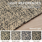 Collive Long Runner Rugs for Hallway 2.6x10, Washable Bathroom Rug Runners Indoor Entryway Rug, Natural/Black Braided Woven Kitchen Runner Carpet for Bedroom Laundry Doorway Indoor Dacor