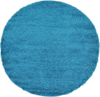 Unique Loom Solid Shag Collection Area Rug (6' 1" Round, Turquoise)