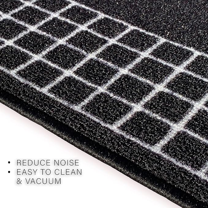 Custom Made Runner Rug for Kitchen Foyer Hallway Entry Choose Your Length 26 Inch Wide Geometric Checkered Design Black Color (15 feet x 26 inch)