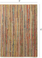 REDEARTH · Jute Cotton Chindi Area Rug - 4'x6' Rectangular Rug, Handwoven, Non-Shedding, Soft & Durable – Multi Tones for Home Décor in Living Room, Dining Room, Bedroom