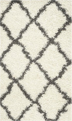 SAFAVIEH Dallas Shag Collection Accent Rug - 3' x 5', Ivory & Dark Grey, Trellis Design, Non-Shedding & Easy Care, 1.5-inch Thick Ideal for High Traffic Areas in Foyer, Living Room, Bedroom (SGD257H)