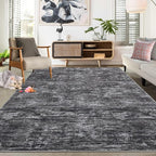 RUGSREAL 6x9 Large Bedroom Area Rug Soft Modern Area Rug for Living Room Non-Slip Stain Resistant Abstract Throw Floor Carpet Contemporary Rug Solid Color Rug for Dining Room Office, Dark Grey