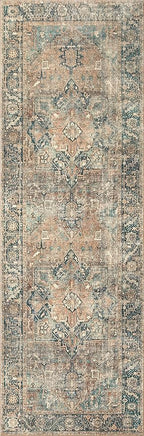 Loloi Margot Collection MAT-02 Terracotta/Lagoon 2'-6" x 11'-6" Runner Rug feat. CloudPile, No-Shed Easy Clean Large Patterned Area Rug for Living Room, Bedroom, Dining Area