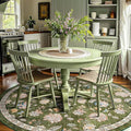 jinchan Elora 7ft Floral Round Rug for Dining Room Washable Living Room Rug Vintage Romance Design Non Slip Indoor Floor Cover Lightweight Low-Profile Throw Carpet for Bedroom Porch Patio, Green