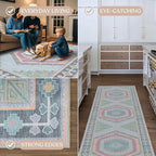 Fame Living Washable Area Rug. Modern Farmhouse. Vintage. Turkish. Bohemian. Distressed. Oriental. Traditional. Rugs for Living Room. Dining. Bedroom. Office. Entryway. Foyer. (856GP, 9'5" x 14')