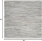 SAFAVIEH Rag Rug Collection Area Rug - 8' Square, Grey, Handmade Boho Stripe Cotton, Ideal for High Traffic Areas in Living Room, Bedroom (RAR121A)