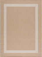 CAMILSON Outdoor Rug 5x7, Modern Outside Rugs for Patios Porches Waterproof Durable Washable Non-Shedding, Easy-to-Clean Indoor Outdoor Area Carpet (5 x 7, Bordered - Beige/White)