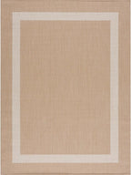 CAMILSON Outdoor Rug 8x10, Modern Outside Rugs for Patios Porches Waterproof Durable Washable Non-Shedding, Easy-to-Clean Indoor Outdoor Area Carpet (8 x 10, Bordered - Beige/White)