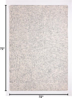 Hand-Tufted 100% Wool Pile Area Rug – Geometric Textured Grid Check Pattern – Thick and Durable Floor Carpet for Bedroom, Living Room, Kids Room, and Dining Area (Ivory, Denim, 6' Round)