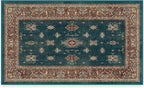 RUGGABLE Washable Vintage Area Rug – Verena Teal Blue 3x5, Stain-Resistant, Non-Slip – Small Machine Washable Rugs for Living Room, Bedroom, Hallway, Entryway & Office–with Cushioned Pad