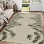 HelloTree Area Rug 4x6 Geometric Rug,Washable Modern Neutral Stain Resistant Indoor Carpet Boho Living Room Moroccan Rugs Fluffy Rug for Living Room Bedside Room Decor for Family-Cream