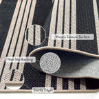 Lahome Striped 8x10 Easy Jute Rug, Washable Rugs for Living Room Dining Room Farmhouse Indoor Outdoor Carpet, Neutral Non Slip Non Shedding Black Carpet for Office Backyard Patio