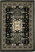 Unique Loom Taftan Collection Border Geometric Tribal Inspired Design Area Rug (4' 0 x 6' 0 Rectangular, Black/ Gray)