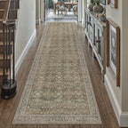 3x8 Brown Area Rug Runners for Hallways Washable Vintage Distressed Carpet Low Pile Non Slip Indoor Retro Soft Long Accent Rug Bedroom Kitchen Bathroom Laundry Dining Living Room