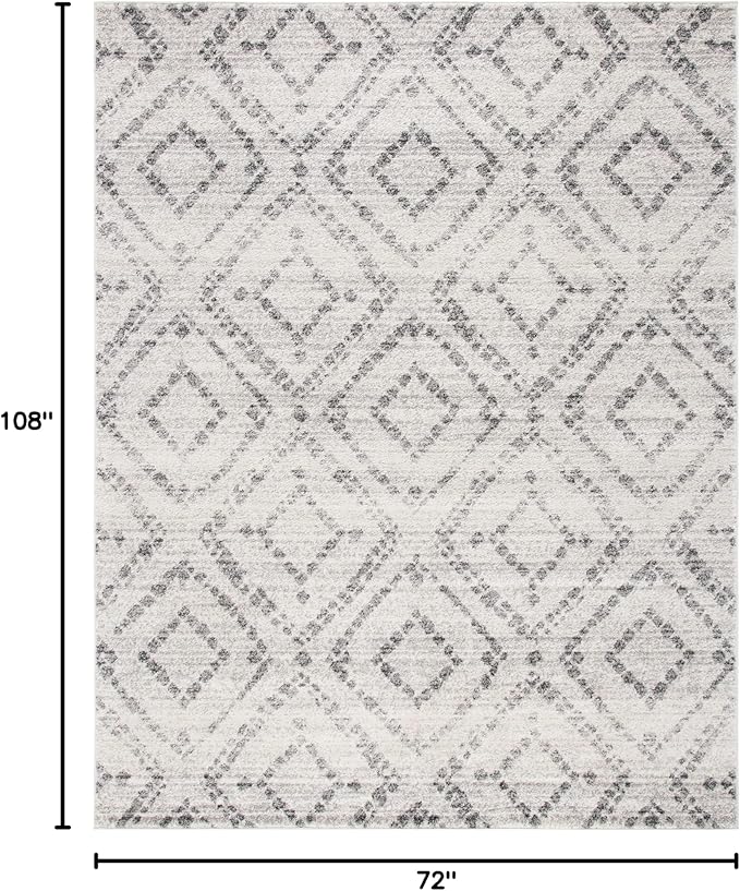 SAFAVIEH Adirondack Collection Area Rug - 6' x 9', Light Grey & Grey, Modern Diamond Distressed Design, Non-Shedding & Easy Care, Ideal for High Traffic Areas in Living Room, Bedroom (ADR131C)