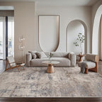 GENIMO Washable 8x10 Area Rugs for Living Room, Non Slip Modern Abstract Rug, Machine Washable Stain Resistant Low Pile Soft Carpet for Bedroom, Dining, Office,Grey Beige