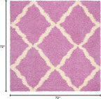 SAFAVIEH Dallas Shag Collection Area Rug - 6' Square, Pink & Ivory, Trellis Design, Non-Shedding & Easy Care, 1.5-inch Thick Ideal for High Traffic Areas in Living Room, Bedroom (SGD257I)