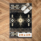 YHSF South West Native American Area Rug C318 - Easy Clean, Thick, Soft, Durable Native Tribal American Indian Inspired Rug for Bedroom/Living Room and More - Black, 2 Feet x 3 Feet 4 Inches