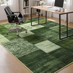 Tepook Modern Area Rug for Living Room, 4x6 Geometric Large Rugs for Bedroom, Washable Patchwork Rug Indoor Non-Slip Throw Carpets for Dining Room Office Farmhouse Home Decor, Green