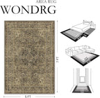 5x7 Brown Washable Vintage Runner Rug for Living Room Bedroom Soft Tranditional Non Slip Large Throw Rug Lightweight Floral Low Pile Distressed Carpet Laundry Dining Room Kitchen Office