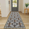 Classic Geometric Runner Rug, 2x8ft, Greek Key Print Runners Rugs, Vintage Moroccan Checkered Carpet, Cozy Short Pile No Crease Farmhouse Rugs for Living Room Laundry
