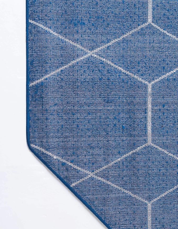Unique Loom Trellis Frieze Collection Area Rug - Geometric (7' 10" Octagon, Navy Blue/ Ivory)