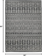 FH Home Flat Woven Outdoor Rug - Waterproof, Easy to Clean, Stain Resistant - Premium Polypropylene Yarn - Boho Moroccan - Patio, Porch, Deck, Balcony - Dakar - Charcoal - 5ft 2in x 7ft 6in