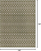 Unique Loom Outdoor Trellis Collection Area Rug - Tribal Trellis (10' x 13' Rectangle, Green/ Natural)