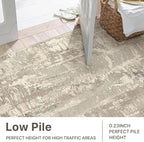 Washable Rug 3x5 Area Rug for Living Room Bedroom, Modern Abstract Throw Rug Indoor Floor Carpets Low Pile No Shed Non-Slip with Rubber Backing Dining Room Kitchen Office (Light Brown, 3'x5')