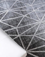 Rugs.com Lattice Trellis Collection Rug – 5 Ft Round Gray Low-Pile Rug Perfect for Kitchens, Dining Rooms