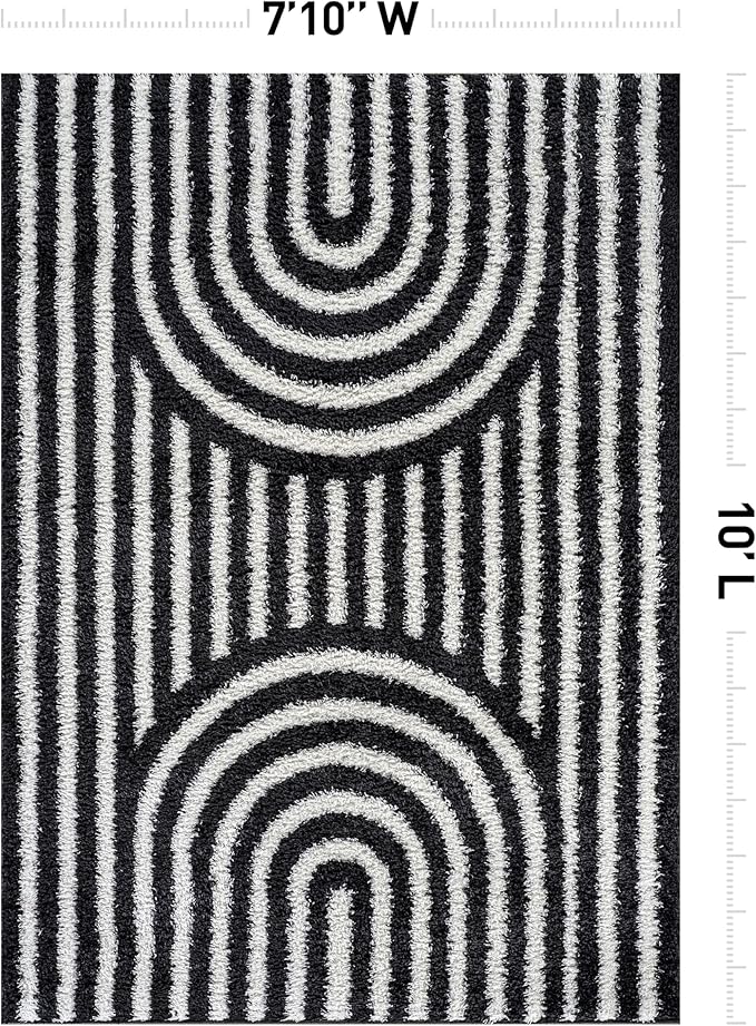 Rugshop Abstract Arch Shag Area Rug Anthracite Dark Gray 7' 10" x 10' Perfect for Large Living Rooms, Dining Areas, or Master Bedrooms