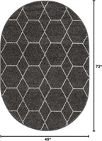 Unique Loom Trellis Frieze Collection Area Rug - Geometric (4' x 6' Oval, Dark Gray/ Ivory)